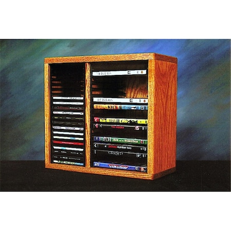 Wood Shed 211-1 CD-DVD Solid Oak desktop or shelf for CDs and DVDs - Individual Locking Slots 211-1 CD/DVD
